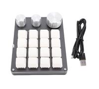 Elprico Teclado de Teclado Personalizado Macro Almohadilla, 16 Teclas de Teclado Mecánico Programable con 3 Capas de Retroiluminación LED y Perillas de Aluminio, para Atajos de Juego y (White)