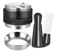 Elqubkan Kit de Accesorios para Espresso de 51 mm: Distribuidor de Café y Nivelador, Herramienta WDT y Embudo Dosificador.