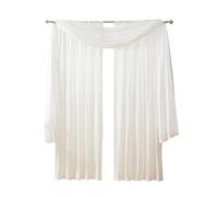 Elrene Athena Juego de Paneles de Cortina de Ventana de Seda sintética para filtrado de luz y Cenefa de Bufanda, 52 x 95 Pulgadas, Color Blanco, Tela, 52"x95" (2 Panels) & 1 Valance