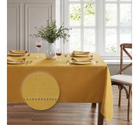 Elrene Home Fashions Alison - Mantel de Tela Resistente a Las Arrugas con diseño de Borde con Ojales, Rectangular, 60 x 102 Pulgadas, Amarillo Dorado