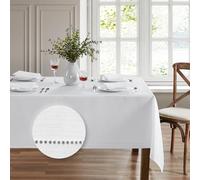 Elrene Home Fashions Alison - Mantel de Tela Resistente a Las Arrugas con diseño de Bordes, Rectangular, 52 x 70 Pulgadas, Color Blanco