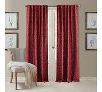 Elrene Home Fashions Antonia - Panel de Cortina Opaca de Damasco Floral para Ventana, 132 x 241 cm, Color Rojo