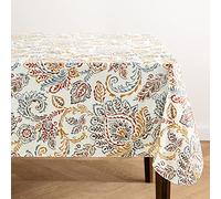 Elrene Home Fashions AVA Floral Jacobean Mantel de Vinilo Resistente al Agua y a Las Manchas para Interiores y Exteriores con Respaldo de Franela, Rectangular de 60 x 84 Pulgadas