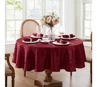 Elrene Home Fashions Caiden Elegance - Mantel de Tela de Damasco Resistente al Agua, a Las Manchas y a Las Arrugas, Redondo, 229 cm, Color arándano