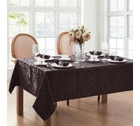 Elrene Home Fashions Caiden Elegance - Mantel de Tela de Damasco Resistente al Agua, a Las Manchas y a Las Arrugas, oblongo/Rectangular, 152 x 259 cm, Color Negro