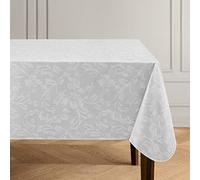 Elrene Home Fashions Camile Mantel de Vinilo para Interiores y Exteriores, Resistente al Agua y a Las Manchas, con Respaldo de Franela, 60 x 102 Pulgadas, Rectangular, Gris/Blanco