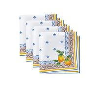 Elrene Home - Fashions Capri Lemon - Mantel de Tela mediterráneo de Doble Borde para Primavera/Verano, Rectangular, 43 x 43 cm, Juego de 4