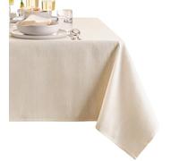 Elrene Home Fashions Continental Mantel de Textura sólida Resistente al Agua y a Las Manchas, 60 x 144 Pulgadas, Rectangular, Color Marfil