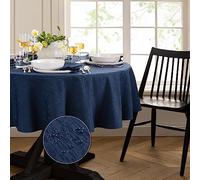 Elrene Home Fashions Continental - Mantel de Textura sólida Resistente al Agua y a Las Manchas, Ovalado, 60 x 84 Pulgadas, Color Azul Marino