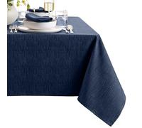 Elrene Home Fashions Continental Mantel de Textura sólida Resistente al Agua y a Las Manchas, Rectangular, 60 x 84 Pulgadas, Azul Marino