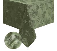 Elrene Home Fashions Elegant Woven Leaves - Mantel de Damasco Jacquard Resistente a Las Arrugas para otoño, Cosecha, Acción de Gracias, 60 x 120 Pulgadas, Rectangular, Color Verde Oliva