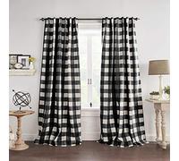 Elrene Home Fashions Farmhouse Living Grainger - Cortina de Ventana para oscurecer la habitación, para Sala de Estar y Dormitorio, con Trabillas para Barra, 52 x 108 Pulgadas, Color Negro, 1 Panel
