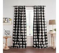 Elrene Home Fashions Farmhouse Living Grainger - Cortina Opaca a Cuadros para Ventana, Sala de Estar y Dormitorio con pestañas de Bolsillo para Barra, 52 x 84 Pulgadas, Negro, 1 Panel