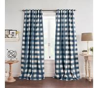 Elrene Home Fashions Farmhouse Living Grainger - Cortina Opaca a Cuadros para Ventana, Sala de Estar y Dormitorio con pestañas de Bolsillo para Barra, 52 x 84 Pulgadas, índigo, 1 Panel