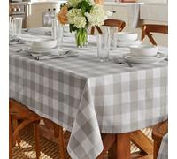 Elrene Home Fashions Farmhouse Living Mantel a cuadros de bϊfalo, 60 x 120 pulgadas, gris/blanco