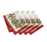 Elrene Home Fashions Holly Traditions - Servilletas de Tela (43 x 43 cm), Multicolor