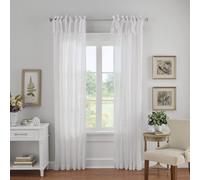 Elrene Home Fashions Jolie - Cortina semitransparente con lazo ajustable, panel individual, 132 x 274 cm (1 panel), color blanco