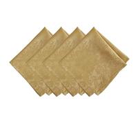 Elrene Home Fashions Juego de 4 servilletas de Tela Jacquard navideñas, poliéster, Dorado, 17 x 17 Pulgadas