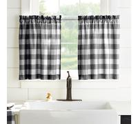 Elrene Home Fashions - Juego de cortinas de 2 niveles con dise o de cuadros estilo granja para ba o o cocina, 76 x 91 cm (juego de 2 niveles), co