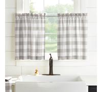 Elrene Home Fashions - Juego de cortinas de 2 niveles con dise o de cuadros estilo granja para ba o o cocina, 76 x 91 cm (juego de 2 niveles), gr