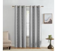 Elrene Home Fashions Kendal - Cortina t rmica opaca con bordado geom trico y ojales (juego de 2), 94 x 213 cm, color gris