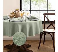 Elrene Home Fashions Laurel - Mantel de Textura sólida Resistente al Agua y a Las Manchas, Redondo de 70 Pulgadas, Color Salvia