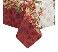 Elrene Home Fashions - Mantel de otoño con Bordes oscilantes, poliéster, Multicolor, 60" x 84" (Tablecloth)