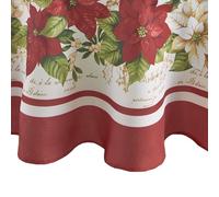 Elrene Home Fashions - Mantel de Tela de Pascua roja y Blanca Resistente a Las Arrugas, 178 cm, Redondo, Multicolor