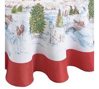 Elrene Home Fashions Mantel de Tela de Santa's Snowy Sleighride, 152,4 x 213,4 cm, Ovalado, Multicolor