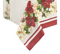 Elrene Home Fashions - Mantel de Tela Resistente a Las Arrugas con diseño de Flor de Pascua roja y Blanca, Rectangular, 60 x 144 Pulgadas, Multicolor