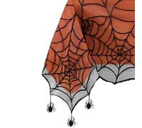 Elrene Home Fashions - Mantel Forrado de Encaje de araña de Halloween, 60 x 84 Pulgadas, Negro/Naranja