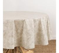 Elrene Home Fashions Mesa Mantel de Vinilo Resistente al Agua y a Las Manchas para Interiores y Exteriores con Respaldo de Franela, Redondo de 70 Pulgadas, Marfil