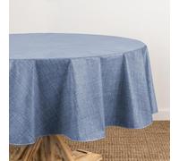 Elrene Home Fashions Monterey Mantel de Vinilo Resistente al Agua y a Las Manchas con Respaldo de Franela, 60 x 84 Pulgadas, Ovalado, Azul
