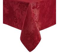 Elrene Home Fashions Poinsettia Elegance - Mantel de Comedor Jacquard Impermeable y Resistente a Las Manchas, 52 x 52 Pulgadas, Cuadrado, Color Rojo
