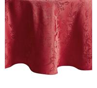 Elrene Home Fashions Poinsettia Elegance - Mantel de Comedor Jacquard para Navidad o Vacaciones, Impermeable, Resistente a Las Manchas, 178 x 178 cm, Redondo, Color Rojo