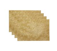Elrene Home Fashions Poinsettia Elegance - Mantel Individual Rectangular para Comedor de Navidad o Vacaciones, Juego de 4, 13 x 19 Pulgadas, Color Dorado