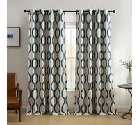 Elrene Home Fashions Renzo Ikat - Cortina geométrica para oscurecer la habitación, Cortina para Sala de Estar y Dormitorio con Ojales, 52 x 84 Pulgadas, 1 Panel, índigo
