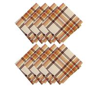 Elrene Home Fashions Russet Harvest - Servilletas Tejidas de algodón a Cuadros para otoño/Acción de Gracias, Juego de 8, 17 x 17 Pulgadas