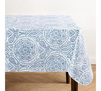 Elrene Home Fashions Savannah Boho Paisley Mantel de Vinilo Resistente al Agua y a Las Manchas con Respaldo de Franela, 60 x 84 Pulgadas, Rectangular, Azul