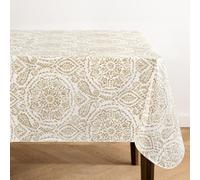 Elrene Home Fashions Savannah - Mantel Bohemio de Vinilo Resistente al Agua y a Las Manchas para Interiores y Exteriores con Respaldo de Franela, Cuadrado de 52 x 52 Pulgadas, Color Gris Pardo