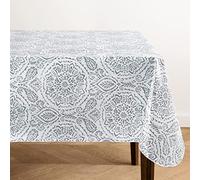 Elrene Home Fashions Savannah - Mantel de Vinilo Bohemio de Cachemira Resistente al Agua y a Las Manchas para Interiores y Exteriores con Respaldo de Franela, Rectangular de 60 x 102 Pulgadas, Gris
