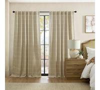 Elrene Home Fashions Sawyer - Panel de Cortina Opaca a Cuadros con Dobladillo para Barra/pestañas traseras para Sala de Estar/Dormitorio/Oficina, 132 x 241 cm, Color Arena