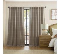 Elrene Home Fashions Sawyer - Panel de Cortina Opaca a Cuadros con Dobladillo para Barra/pestañas traseras para Sala de Estar/Dormitorio/Oficina, 132 x 241 cm, Color Gris Topo