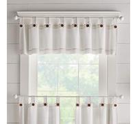 Elrene Home Fashions Tucker - Cenefa de Cortina de Ventana con Botones sólidos, 152 cm de Ancho x 38 cm de Largo (1, Color Blanco)