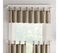 Elrene Home Fashions Tucker Cenefa para Ventana Lisa con Botones para Cocina o baño, 152,4 x 38,1 cm, Lino, 1 Cenefa