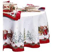 Elrene Home Fashions Villeroy & Boch - Mantel de Tela Resistente a Las Arrugas, diseño de fantasía, diseño navideño, 60 x 84 Pulgadas, Ovalado, Multicolor