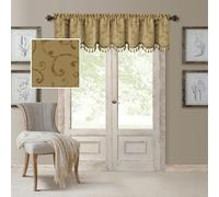 Elrene Home - Válvula de Ventana de Damasco con borlas, 132 cm de Ancho x 48 cm de Largo, Color Azul (1 válvula), Dorado, Valance