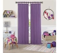 Elrene Juvenile Teen or Tween Tab Top Sheer Cortina para Ventana Individual, Tela, Morado, W 50" x L 95" (1 Panels)