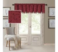 Elrene MIA Jacquard Scroll Blackout Valance Cenefa de Ventana Individual, Rojo, W 19" x L 52" (1 Panels)