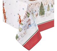 Elrene Santa's Snowy Sleighride Mantel de Tela, Multicolor, 152 x 259 cm, Rectangular/Rectangular